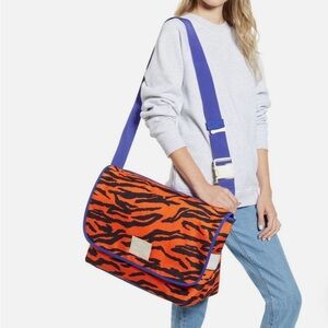 Herschel Supply Co Grade Messenger Fuzzy Orange and Black Tiger Stripe Bag New